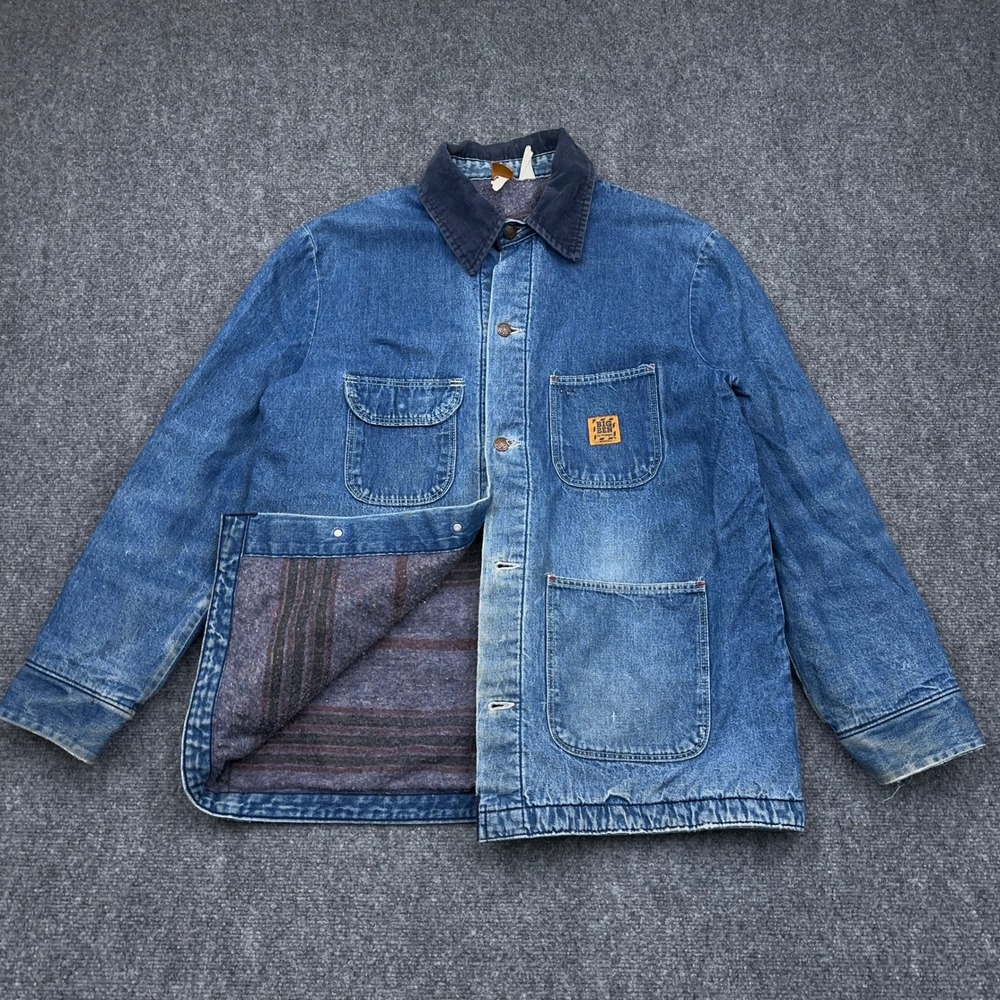 Vintage Big Ben by Wrangler Chore Jacket Men *XL* Blue Blanket Lined 80s 90s USA